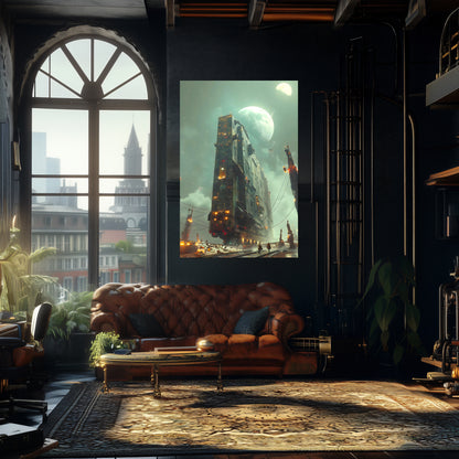 Dystopia Train Poster – The Moonbringer | Awe-Inspiring Wall Art for Sci-Fi & Fantasy Train Enthusiasts | Unique and Exclusive Artwork