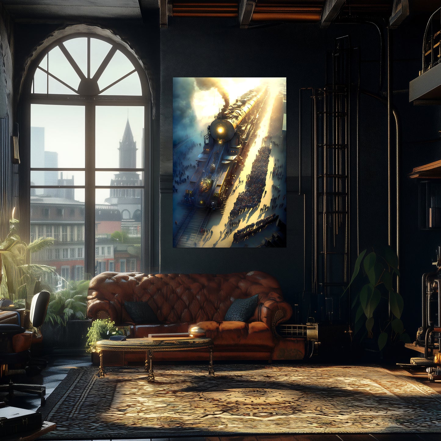 Steampunk Train Poster – Behemoth Boy | Awe-Inspiring Wall Art for Sci-Fi & Fantasy Train Enthusiasts | Unique and Exclusive Artwork