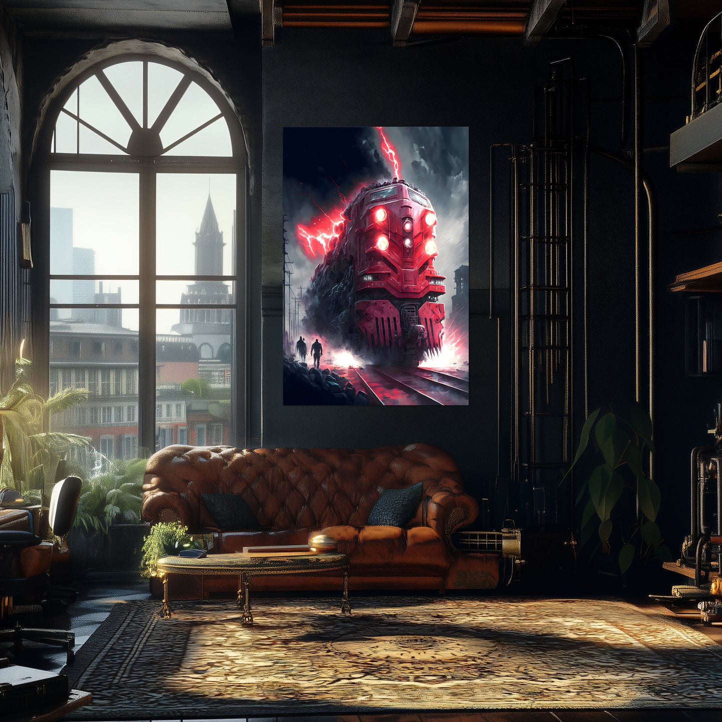 Wasteland Train Poster – Crimson Maelstrom | Awe-Inspiring Wall Art for Sci-Fi & Fantasy Train Enthusiasts | Unique and Exclusive Artwork