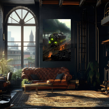 Zombie Train Poster – Dreadcrave Collector | Awe-Inspiring Wall Art for Sci-Fi & Fantasy Train Enthusiasts | Unique and Exclusive Artwork