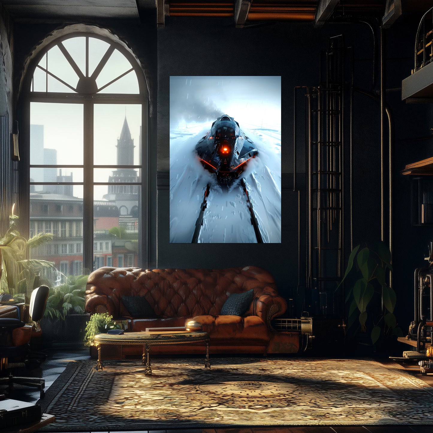 Cyberpunk Train Poster – The Demon's Dagger | Awe-Inspiring Wall Art for Sci-Fi & Fantasy Train Enthusiasts | Unique and Exclusive Artwork