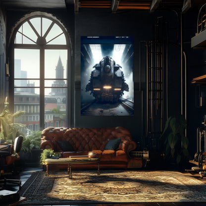 Diesel Train Poster – Aeternum Custos | Awe-Inspiring Wall Art for Sci-Fi & Fantasy Train Enthusiasts | Unique and Exclusive Artwork