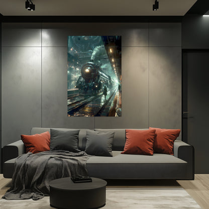 Dystopia Train Poster – Stellar Odyssey | Awe-Inspiring Wall Art for Sci-Fi & Fantasy Train Enthusiasts | Unique and Exclusive Artwork