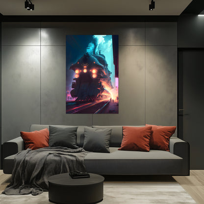 Cyberpunk Train Poster – Chromeshell Nightcrawler | Awe-Inspiring Wall Art for Sci-Fi & Fantasy Train Enthusiasts | Unique and Exclusive Artwork