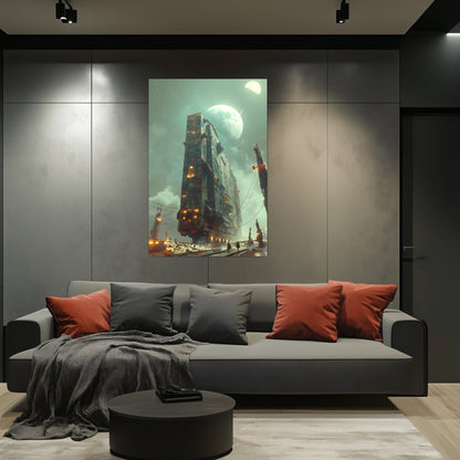 Dystopia Train Poster – The Moonbringer | Awe-Inspiring Wall Art for Sci-Fi & Fantasy Train Enthusiasts | Unique and Exclusive Artwork