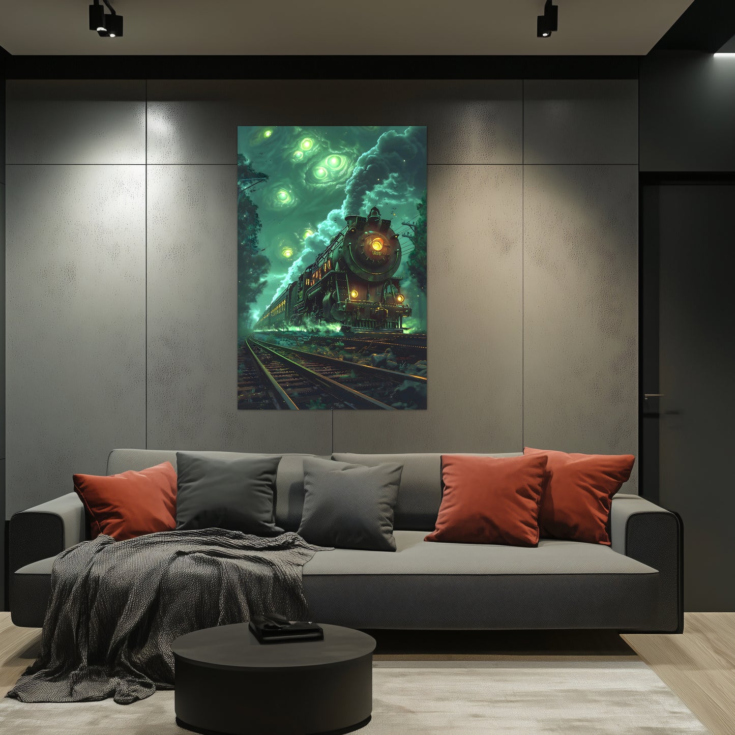 Fantasy Train Poster – The Emerald Phantom | Awe-Inspiring Wall Art for Sci-Fi & Fantasy Train Enthusiasts | Unique and Exclusive Artwork