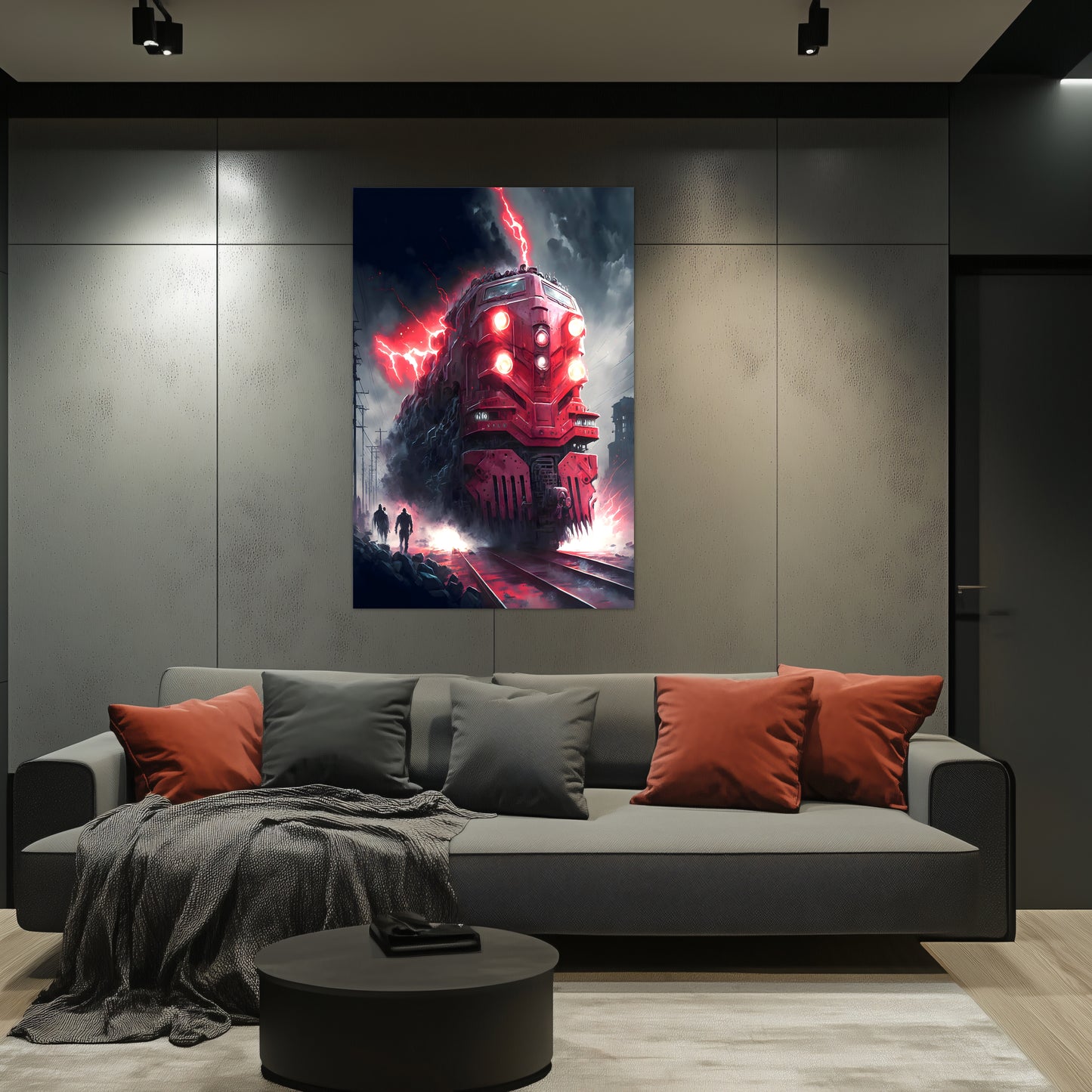 Wasteland Train Poster – Crimson Maelstrom | Awe-Inspiring Wall Art for Sci-Fi & Fantasy Train Enthusiasts | Unique and Exclusive Artwork