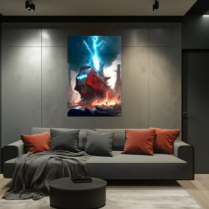Wasteland Train Poster – Abaddon’s Wrath | Awe-Inspiring Wall Art for Sci-Fi & Fantasy Train Enthusiasts | Unique and Exclusive Artwork
