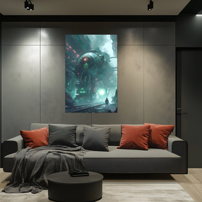 Cyberpunk Train Poster – Epitome One | Awe-Inspiring Wall Art for Sci-Fi & Fantasy Train Enthusiasts | Unique and Exclusive Artwork