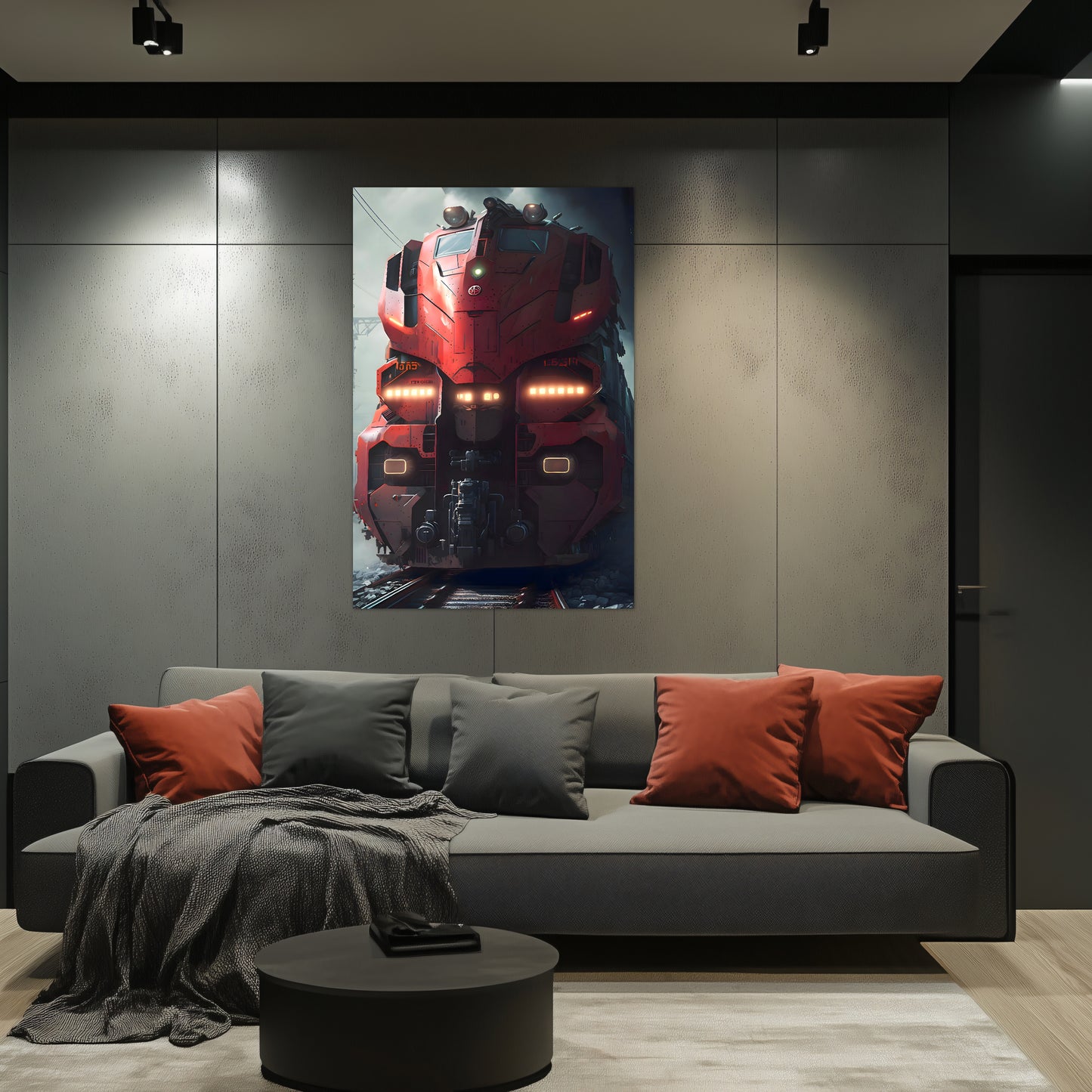 Diesel Train Poster – Crimson Thunderclad | Awe-Inspiring Wall Art for Sci-Fi & Fantasy Train Enthusiasts | Unique and Exclusive Artwork