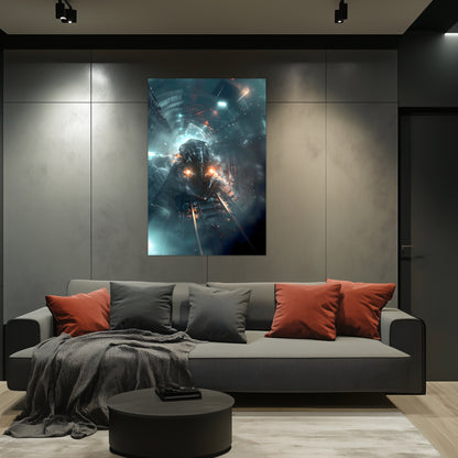 Cyberpunk Train Poster – Nightblade Crusader | Awe-Inspiring Wall Art for Sci-Fi & Fantasy Train Enthusiasts | Unique and Exclusive Artwork