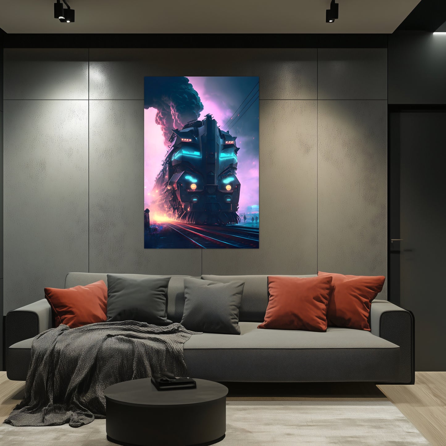 Cyberpunk Train Poster – Neon Hauler | Awe-Inspiring Wall Art for Sci-Fi & Fantasy Train Enthusiasts | Unique and Exclusive Artwork