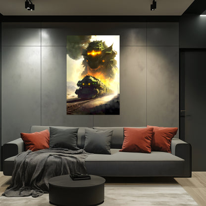 Fantasy Train Poster – Viridian Wyrmhauler | Awe-Inspiring Wall Art for Sci-Fi & Fantasy Train Enthusiasts | Unique and Exclusive Artwork