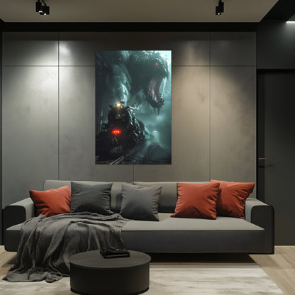 Fantasy Train Poster – Dragonbane Express | Awe-Inspiring Wall Art for Sci-Fi & Fantasy Train Enthusiasts | Unique and Exclusive Artwork