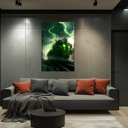 Zombie Train Poster – Wraithstorm Oppressor | Awe-Inspiring Wall Art for Sci-Fi & Fantasy Train Enthusiasts | Unique and Exclusive Artwork