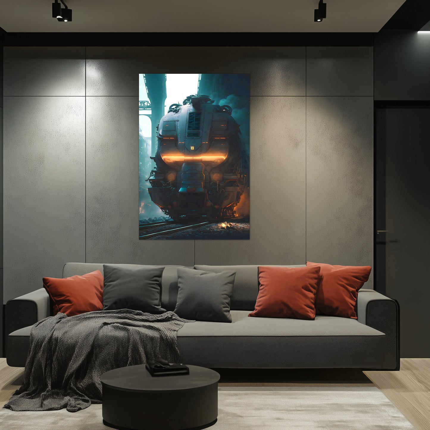 Cyberpunk Train Poster – Dreadpulse  Omnihauler | Awe-Inspiring Wall Art for Sci-Fi & Fantasy Train Enthusiasts | Unique and Exclusive Artwork