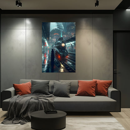 Dystopia Train Poster – Solarwind Express | Awe-Inspiring Wall Art for Sci-Fi & Fantasy Train Enthusiasts | Unique and Exclusive Artwork
