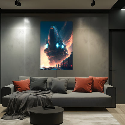 Cyberpunk Train Poster – Hyperion Elysian Metrocore | Awe-Inspiring Wall Art for Sci-Fi & Fantasy Train Enthusiasts | Unique and Exclusive Artwork
