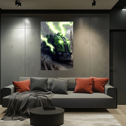 Zombie Train Poster – Shadowbane Revenant | Awe-Inspiring Wall Art for Sci-Fi & Fantasy Train Enthusiasts | Unique and Exclusive Artwork