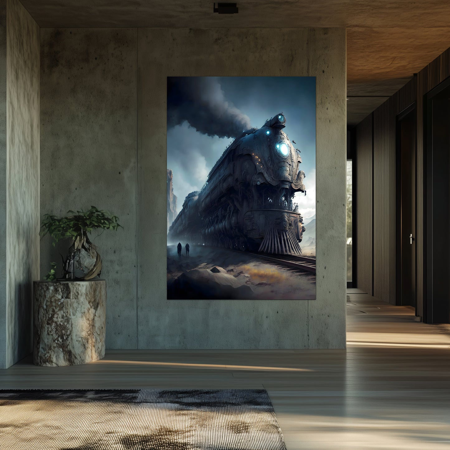 Dystopia Train Poster – Titanforge Paladin | Awe-Inspiring Wall Art for Sci-Fi & Fantasy Train Enthusiasts | Unique and Exclusive Artwork