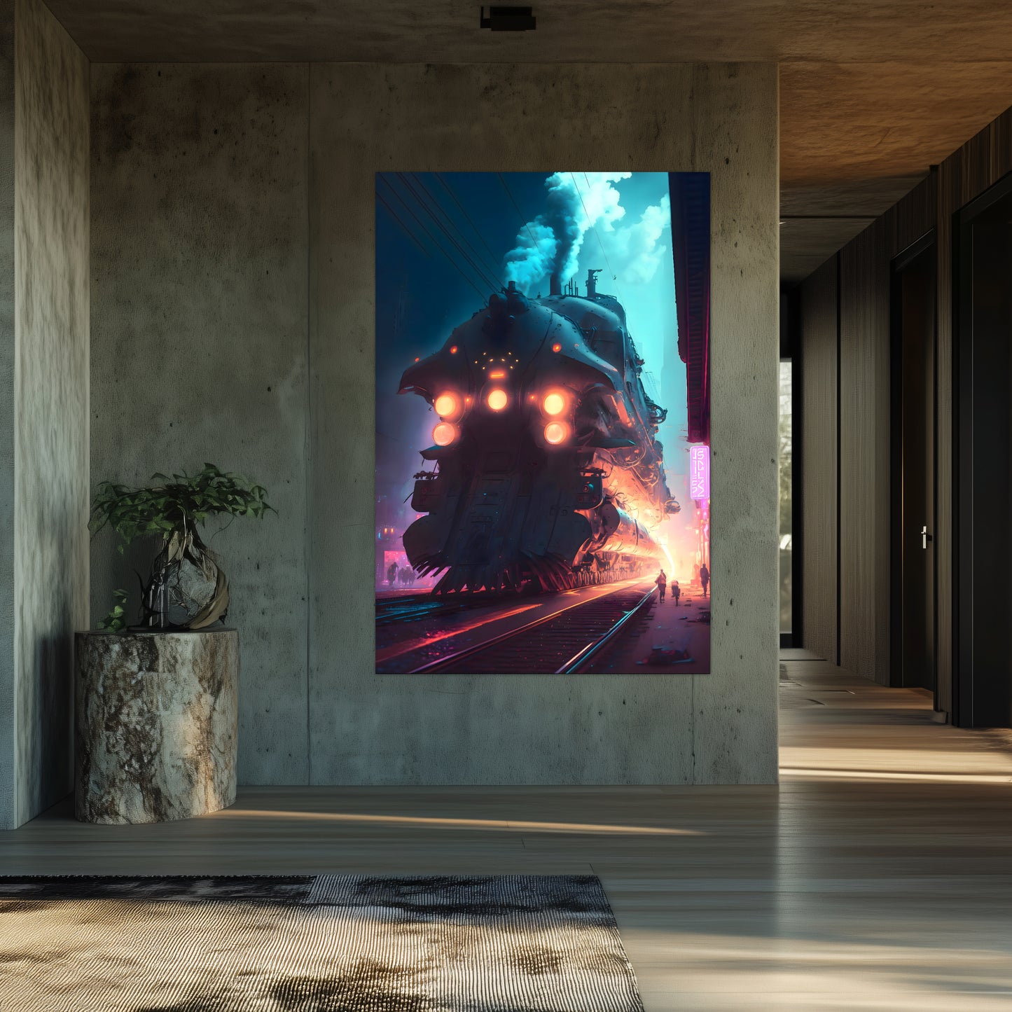 Cyberpunk Train Poster – Chromeshell Nightcrawler | Awe-Inspiring Wall Art for Sci-Fi & Fantasy Train Enthusiasts | Unique and Exclusive Artwork