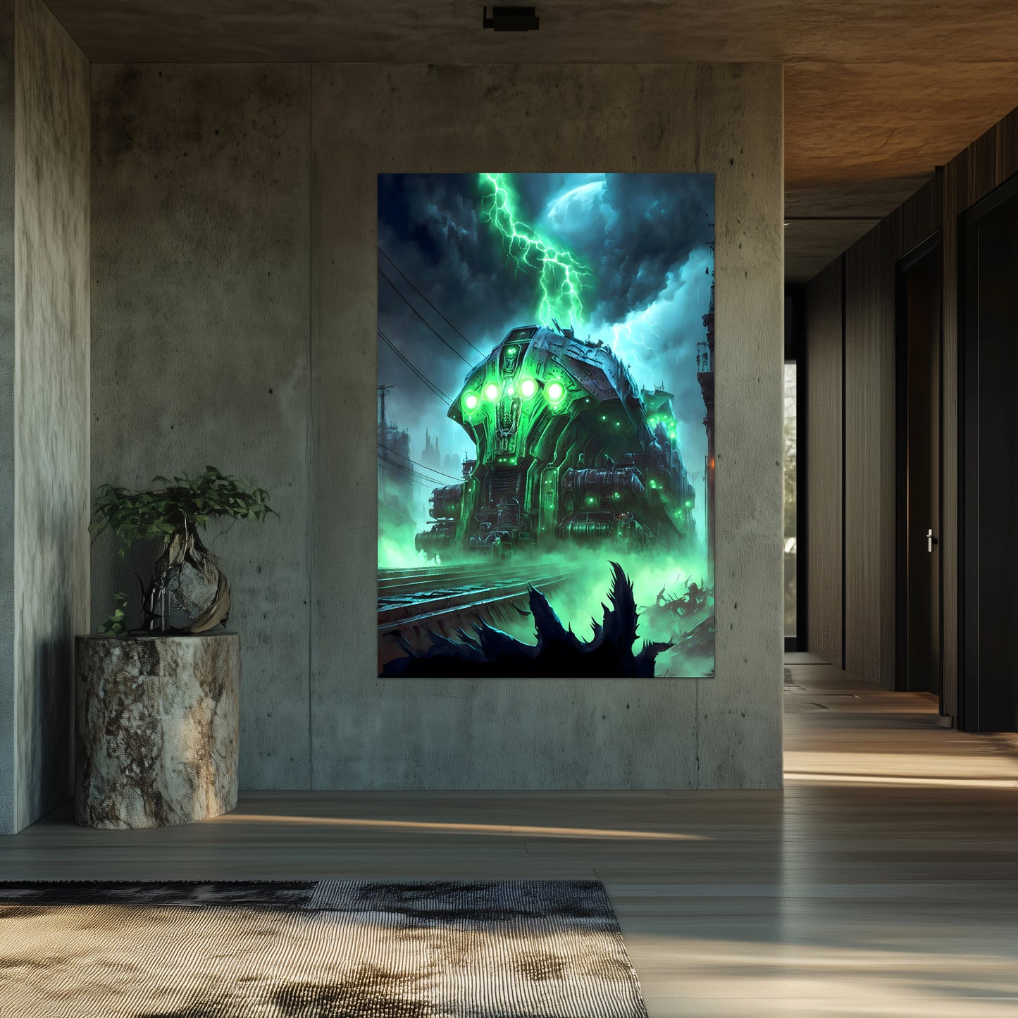 Zombie Train Poster – The Warp Architect | Awe-Inspiring Wall Art for Sci-Fi & Fantasy Train Enthusiasts | Unique and Exclusive Artwork