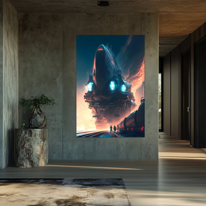 Cyberpunk Train Poster – Hyperion Elysian Metrocore | Awe-Inspiring Wall Art for Sci-Fi & Fantasy Train Enthusiasts | Unique and Exclusive Artwork