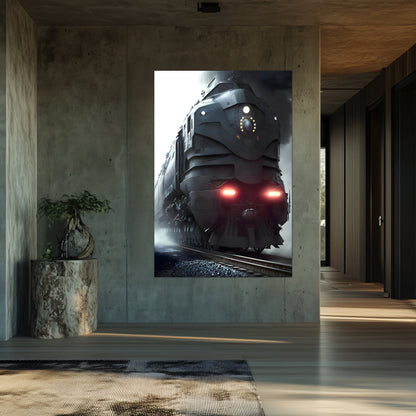 Dystopia Train Poster – Grimbringer Thunderclad | Awe-Inspiring Wall Art for Sci-Fi & Fantasy Train Enthusiasts | Unique and Exclusive Artwork