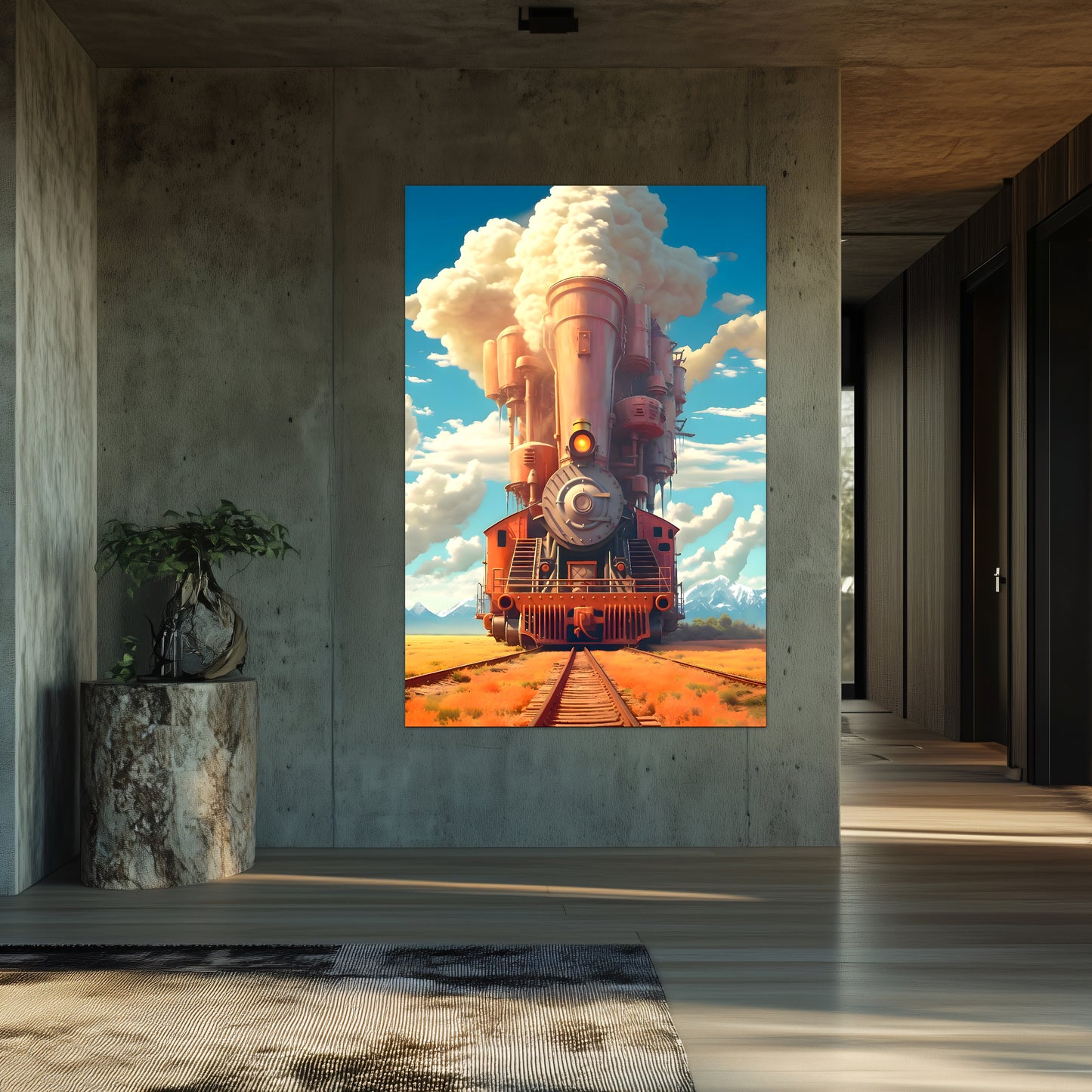 Steampunk Train Poster – Buffalo | Awe-Inspiring Wall Art for Sci-Fi & Fantasy Train Enthusiasts | Unique and Exclusive Artwork