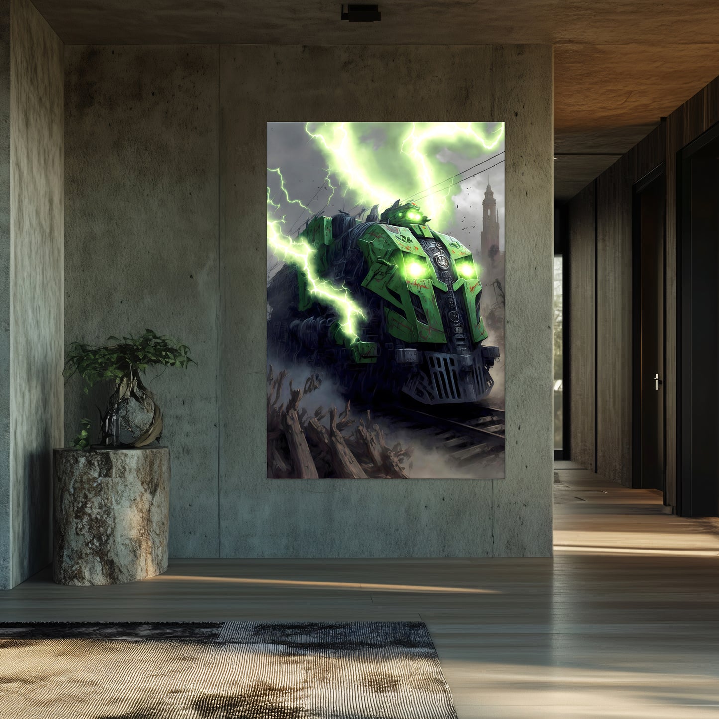 Zombie Train Poster – Shadowbane Revenant | Awe-Inspiring Wall Art for Sci-Fi & Fantasy Train Enthusiasts | Unique and Exclusive Artwork