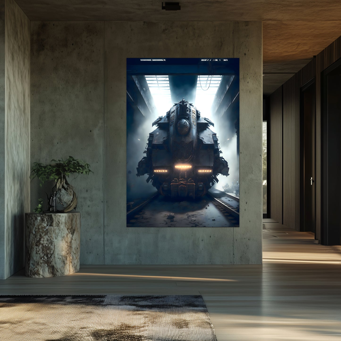 Diesel Train Poster – Aeternum Custos | Awe-Inspiring Wall Art for Sci-Fi & Fantasy Train Enthusiasts | Unique and Exclusive Artwork