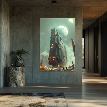 Dystopia Train Poster – The Moonbringer | Awe-Inspiring Wall Art for Sci-Fi & Fantasy Train Enthusiasts | Unique and Exclusive Artwork