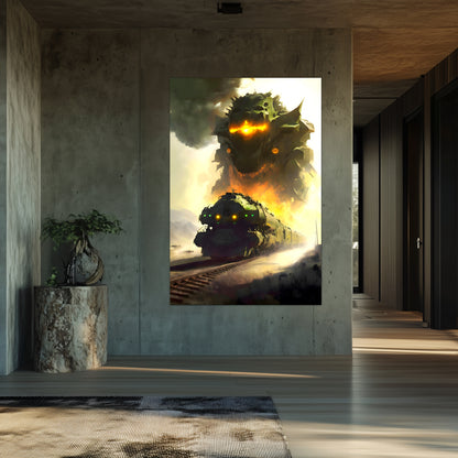 Fantasy Train Poster – Viridian Wyrmhauler | Awe-Inspiring Wall Art for Sci-Fi & Fantasy Train Enthusiasts | Unique and Exclusive Artwork