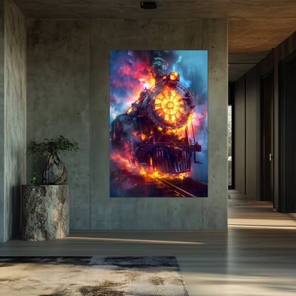 Steampunk Train Poster – Eternal Engine | Awe-Inspiring Wall Art for Sci-Fi & Fantasy Train Enthusiasts | Unique and Exclusive Artwork