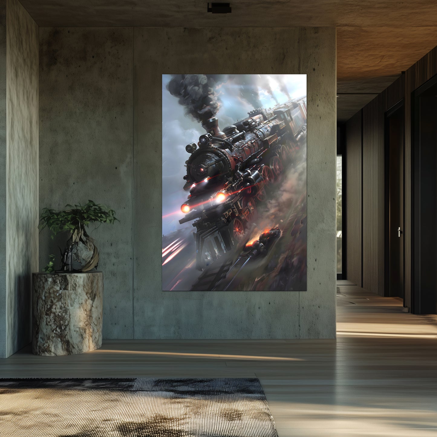 Steampunk Train Poster – Blitzfire Express | Awe-Inspiring Wall Art for Sci-Fi & Fantasy Train Enthusiasts | Unique and Exclusive Artwork