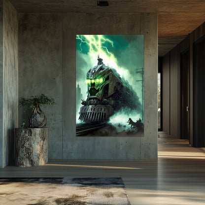 Zombie Train Poster – Hellforge Executor | Awe-Inspiring Wall Art for Sci-Fi & Fantasy Train Enthusiasts | Unique and Exclusive Artwork