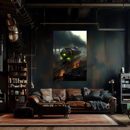 Zombie Train Poster – Dreadcrave Collector | Awe-Inspiring Wall Art for Sci-Fi & Fantasy Train Enthusiasts | Unique and Exclusive Artwork