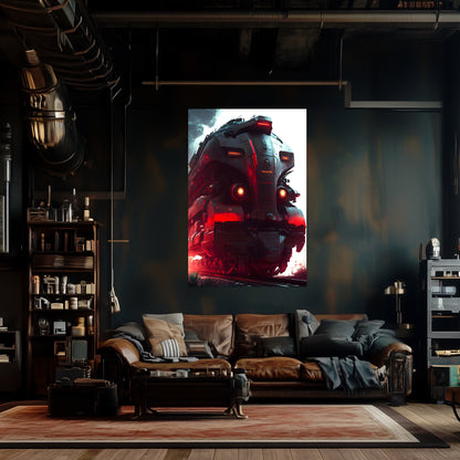 Dystopia Train Poster – Redstorm Vanguard | Awe-Inspiring Wall Art for Sci-Fi & Fantasy Train Enthusiasts | Unique and Exclusive Artwork