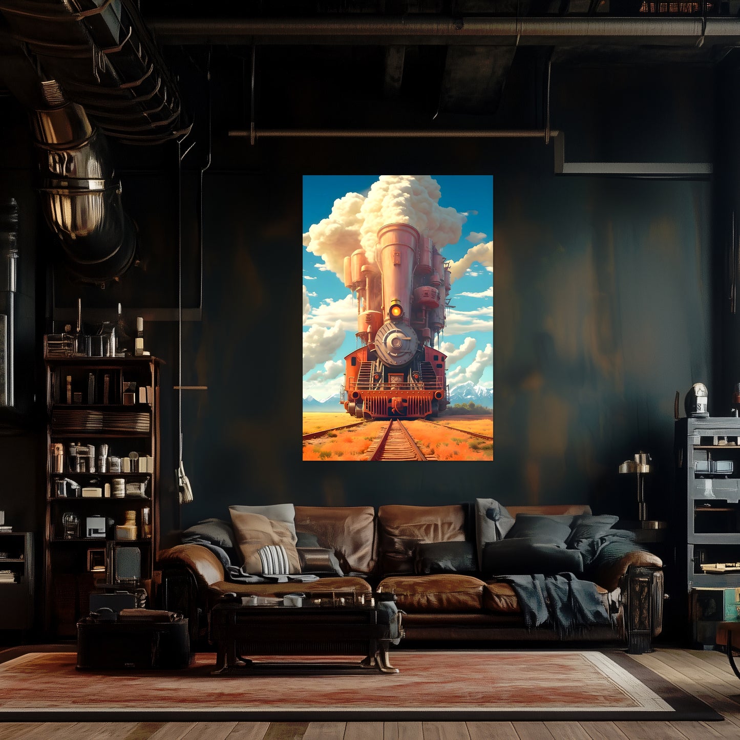 Steampunk Train Poster – Buffalo | Awe-Inspiring Wall Art for Sci-Fi & Fantasy Train Enthusiasts | Unique and Exclusive Artwork