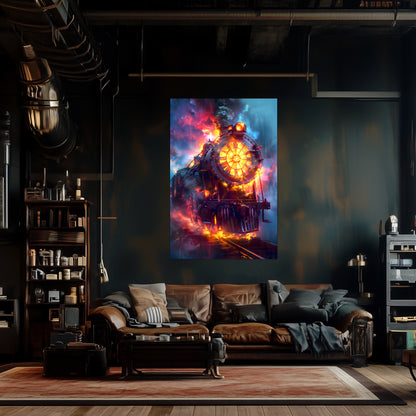 Steampunk Train Poster – Eternal Engine | Awe-Inspiring Wall Art for Sci-Fi & Fantasy Train Enthusiasts | Unique and Exclusive Artwork