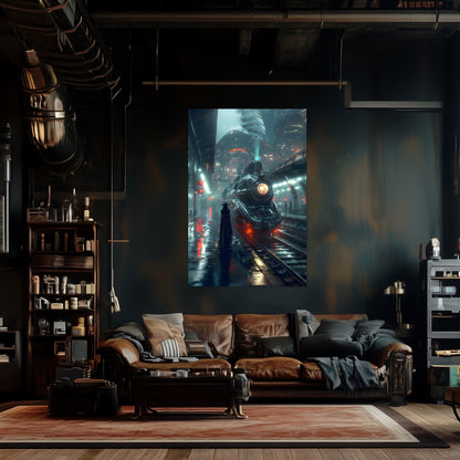 Dystopia Train Poster – Solarwind Express | Awe-Inspiring Wall Art for Sci-Fi & Fantasy Train Enthusiasts | Unique and Exclusive Artwork