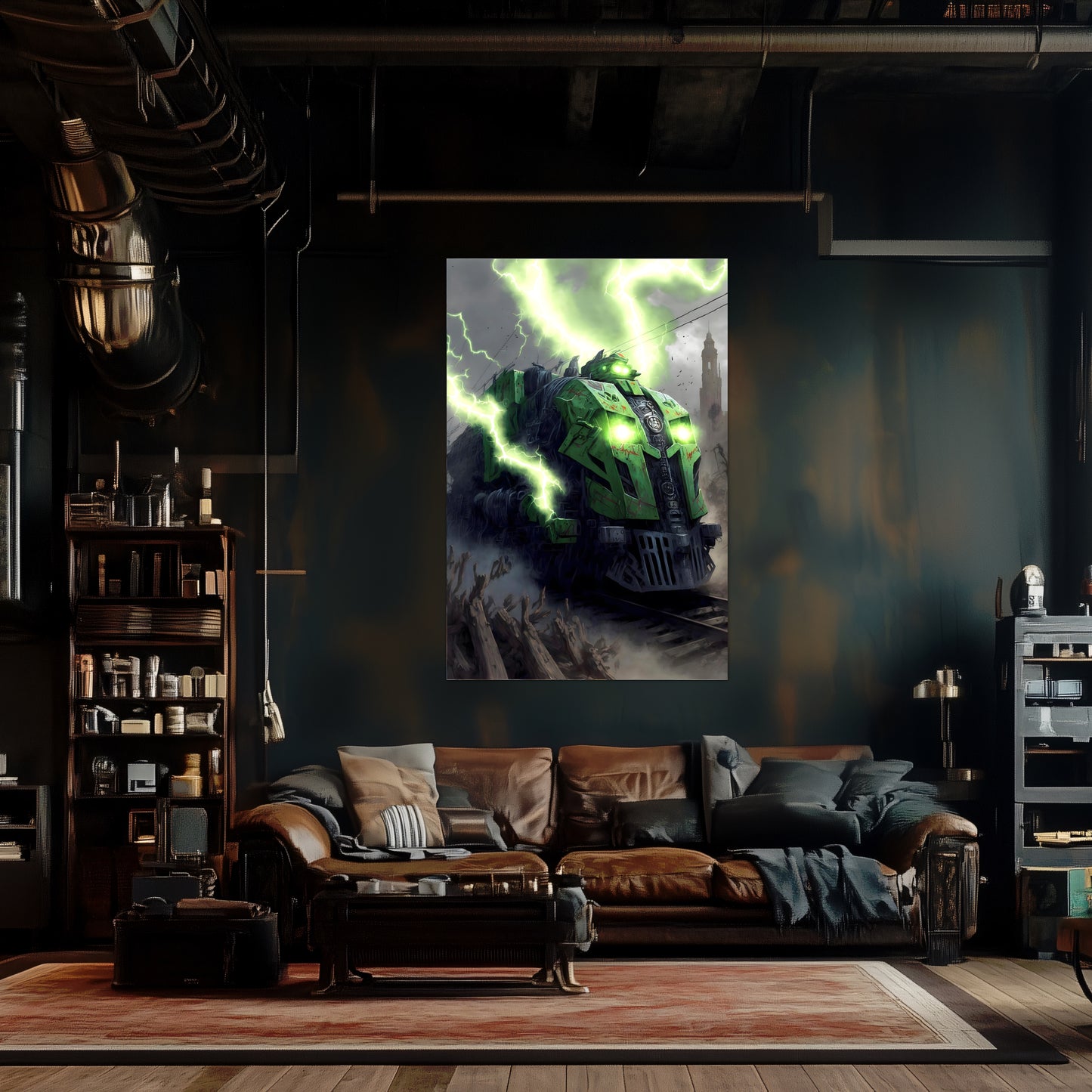 Zombie Train Poster – Shadowbane Revenant | Awe-Inspiring Wall Art for Sci-Fi & Fantasy Train Enthusiasts | Unique and Exclusive Artwork