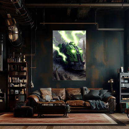 Zombie Train Poster – Shadowbane Revenant | Awe-Inspiring Wall Art for Sci-Fi & Fantasy Train Enthusiasts | Unique and Exclusive Artwork