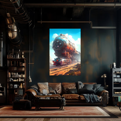 Post-Apocalyptic Train Poster – Arcanum Carrier | Awe-Inspiring Wall Art for Sci-Fi & Fantasy Train Enthusiasts | Unique and Exclusive Artwork