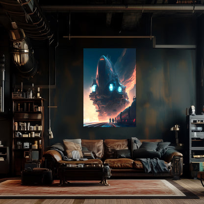 Cyberpunk Train Poster – Hyperion Elysian Metrocore | Awe-Inspiring Wall Art for Sci-Fi & Fantasy Train Enthusiasts | Unique and Exclusive Artwork