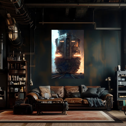 Diesel Train Poster – Warhound Mk IV | Awe-Inspiring Wall Art for Sci-Fi & Fantasy Train Enthusiasts | Unique and Exclusive Artwork