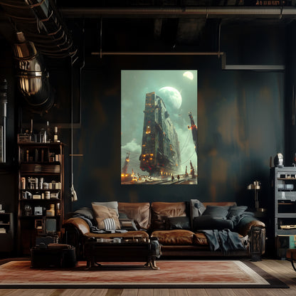 Dystopia Train Poster – The Moonbringer | Awe-Inspiring Wall Art for Sci-Fi & Fantasy Train Enthusiasts | Unique and Exclusive Artwork
