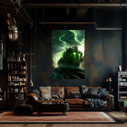 Zombie Train Poster – Wraithstorm Oppressor | Awe-Inspiring Wall Art for Sci-Fi & Fantasy Train Enthusiasts | Unique and Exclusive Artwork