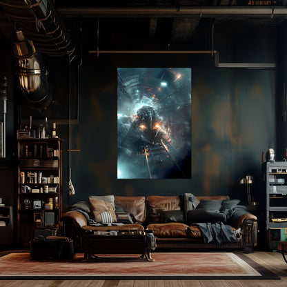 Cyberpunk Train Poster – Nightblade Crusader | Awe-Inspiring Wall Art for Sci-Fi & Fantasy Train Enthusiasts | Unique and Exclusive Artwork