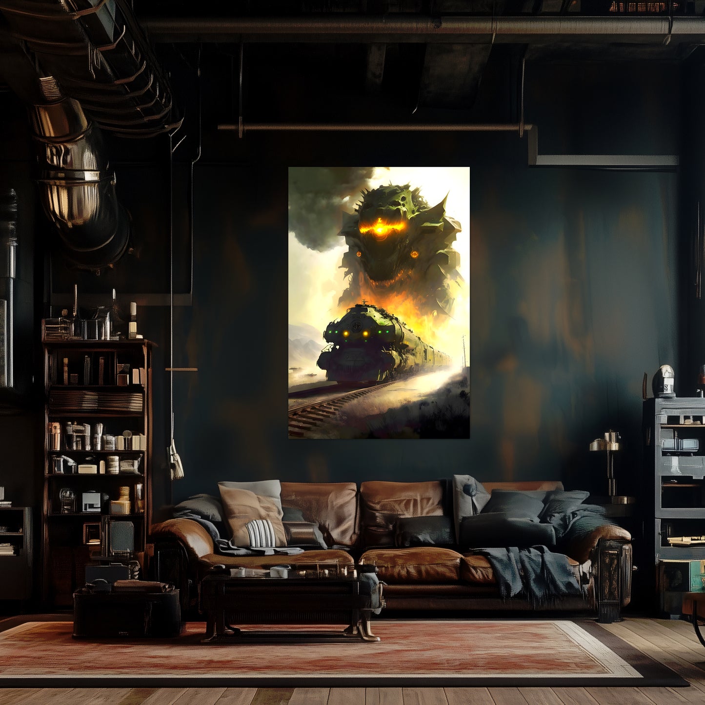 Fantasy Train Poster – Viridian Wyrmhauler | Awe-Inspiring Wall Art for Sci-Fi & Fantasy Train Enthusiasts | Unique and Exclusive Artwork